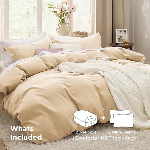 Image of Bedsure Alabaster Gleam Duvet Cover Full Size - 3 Pieces Prewashed Extra Soft Bedding Set, Includes 1 Duvet Cover 80x90 Inches with Zipper Closure & 2 Pillow Shams, Comforter Not Included