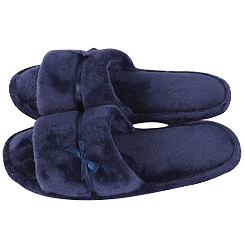 Home Slipper Open Toe Slippers Womens Soft Fuzzy Flannel Memory Foam Non-Slip Indoor Slippers2