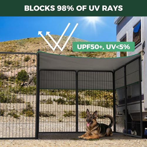 Image of FXW Instant Dog Playpen with Sun Shade, RV Camping, 45 inch H, 16 Panels | Quick-Setup & Heavy-Duty Play Yard, UPF 50+ Cover Blocks 98% of UV Rays, For Large Dogs, Patented