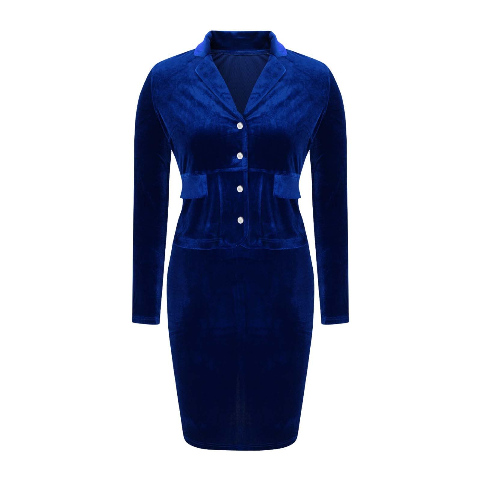 Damen Anzug Elegant 2 teilig Samt Rock Anzug Set Casual Outfits für Arbeit Business Kostüm Frauen Festlich Blazer Bleistiftrock Anzug Set Jacke Sommerjacke Jumpsuit Hosenanzüge Hosenanzug