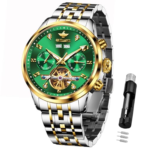 Image of OUPINKE Men Skeleton Watch Automatic Mechanical Luxury Dress Waterproof Sapphire Crystal Wrist Watches for Men