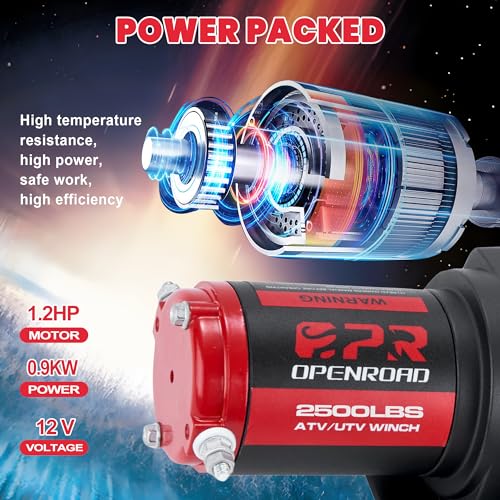 Openroad 2500 Lb Atv/Utv Winch,12 V Towing Off-Road Electric Atv Winch With 3/16"×50'Synthetic Rope,Wireless Remote And Mounting Plate thumb #2