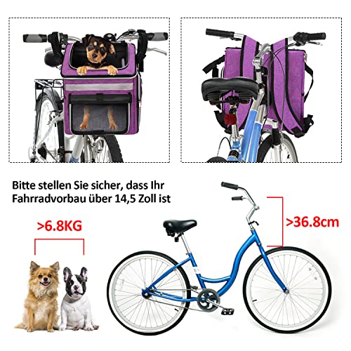 Hundefahrradkorb KGMCARE Haustier Fahrradtasche für Hunde und Katzen