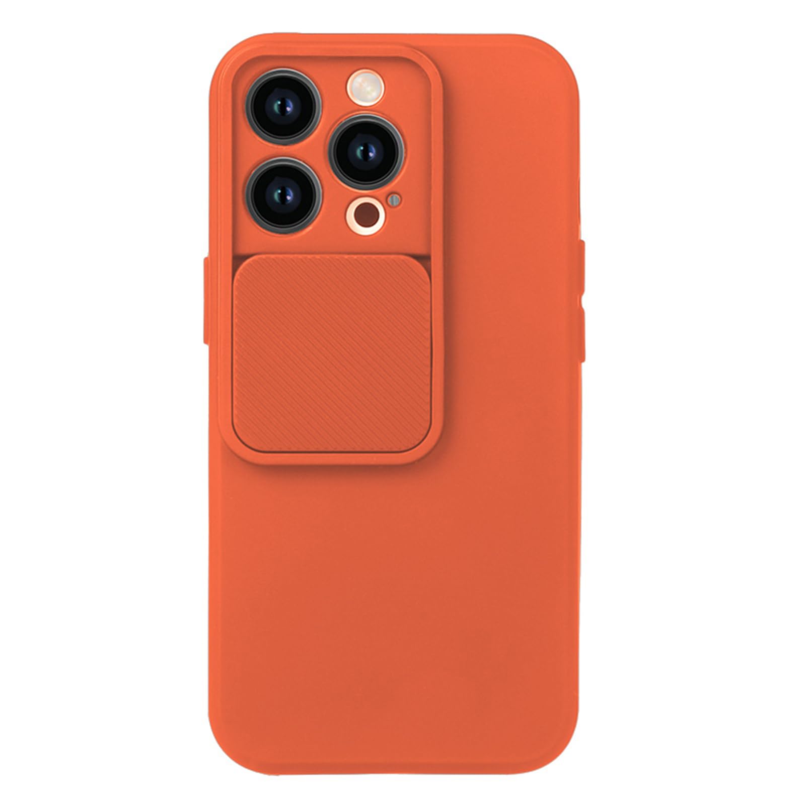 HAZARA Funda para iPhone 15 Pro Max/15 Plus/15 Pro/15,Cubierta De Protección De Lente Deslizante Funda De Silicona Líquida Ultrafina Caso,Naranja,15
