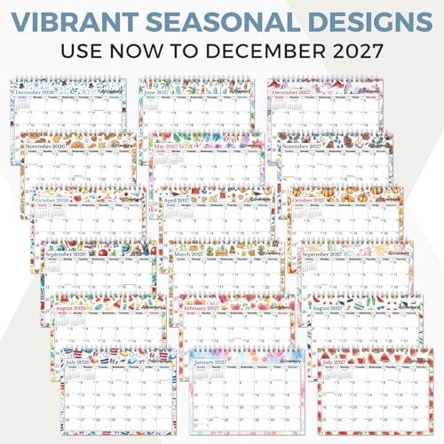 Image of CRANBURY Small Desk Calendar 2026-2027 Standing Flip, 8 inch x 6 inch, July 2026 to Dec 2027, Desktop Calendar with Stickers, Academic Year, Personal Desk Planner for School & Office