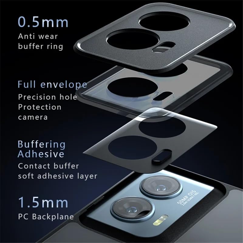 Image of Matte PC+TPU Back Cover Case for Motorola Moto G96 5G, Black | Anti-Fingerprint, 2.4m Drop Protection, Airbag Corners, Camera Protection, Skin-Friendly Feel