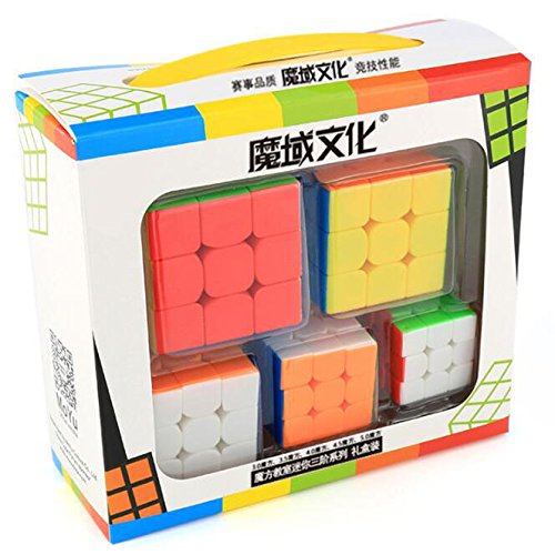 OJIN MoYu MOFANGJIAOSHI Cubing Classroom MFJS 3x3 Speed Cube Set di 5 pacchi Collezione di Mini 3x3x3 Cubi con Portachiavi (Senza Adesivo)