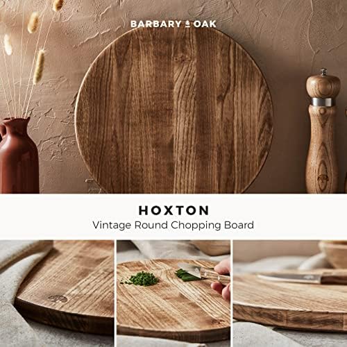 Barbary & Oak, BO847026 Hoxton Vintage Round Chopping Board, Suitable for Food Preparation and Serving, Ash Wood