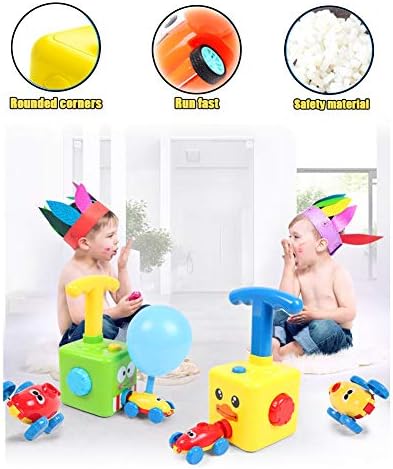 HOWADE Balloon Powered Launch Car,Inflatable Balloon Pump Hand Push Mini Plastic Air Power Balloon Racer Vehicle Car Toy for Kids Gift