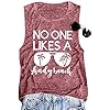 No One Likes A Shady Beach Tank Tops Women Summer Beach Tanks Sleeveless Graphic Hawaiian Vacation Shirts (Pink, L)