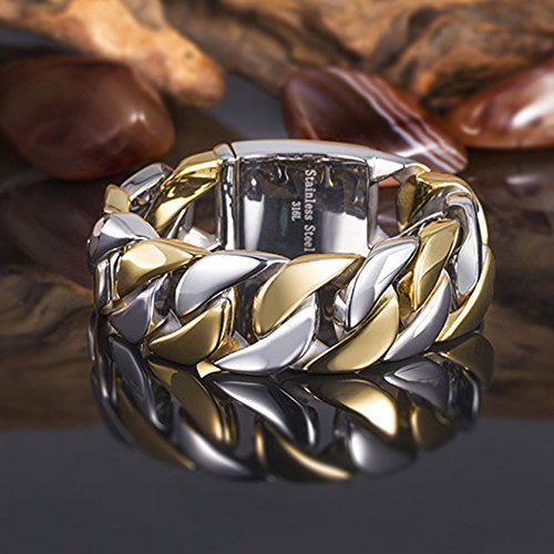 Bracelet chaîne de motard résistant acier inoxydable 24 mm anti-usure