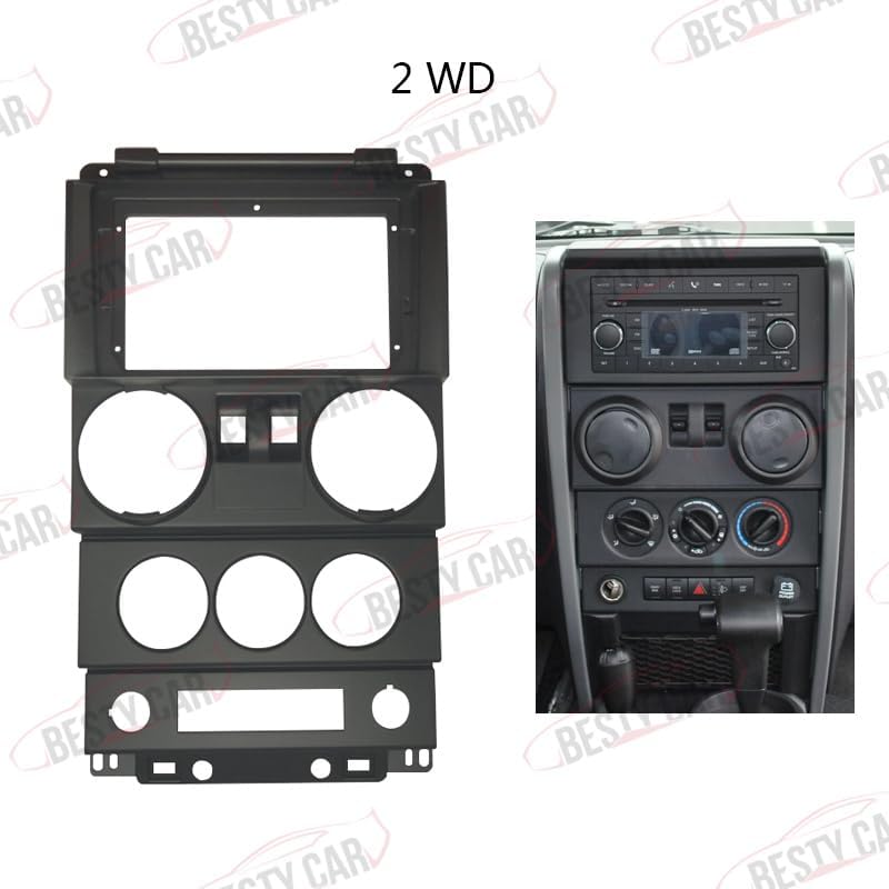 fits for jeep wrangler 2008 2009 2010 2 doors car radio stereo fascia frame double din 9 inch dash installation mounting kit silver