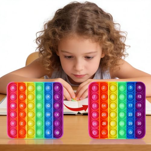 Image of Letters P00p Fidget Toys,ABC Learning and Educational Toys,Poppers Fidget Toys,Stress Relief,Autism Sensory Toys [26 Letters on One Side | Numbers 1-30 on The Other Side] (1 Pack)