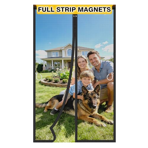HOFUDON Heavy Duty Magnetic Screen Door Fits 36 x 80 Inch Doors Black
