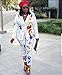 Hotheart Womens Sexy 2 Pieces Graffiti Print Blazer Suit Pants Set Nightclub Tracksuit Outfit Set