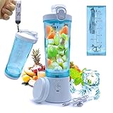 Gianei Smoothie Maker To Go - Blender Mixer mit 600 ml Voll Graduierte Blender Bottle und Tragetasche, Eis zerkleinern USB wiederaufladbarer Akku Mixer, 6 Edelstahlmessern (Weiss)