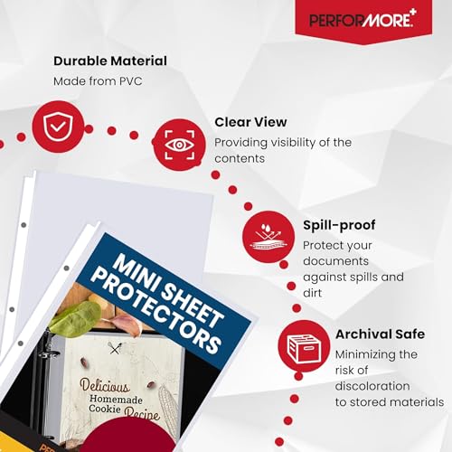 Mini Sheet Protectors 50 Pack, 5.5 x 8.5, Heavyweight for 3 Ring Binder - Image 3