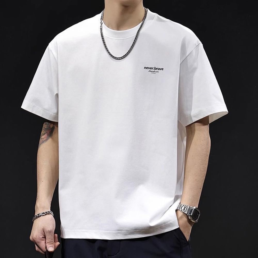 [Yeecan] tシャツ メンズ 半袖 綿 丸首 夏服 メンズ 無地 通気性 柔らかい 軽い 速乾 カジュアル ゆったり オシャレ かっこいい 夏 ティーシャツ 大きいサイズ - 4