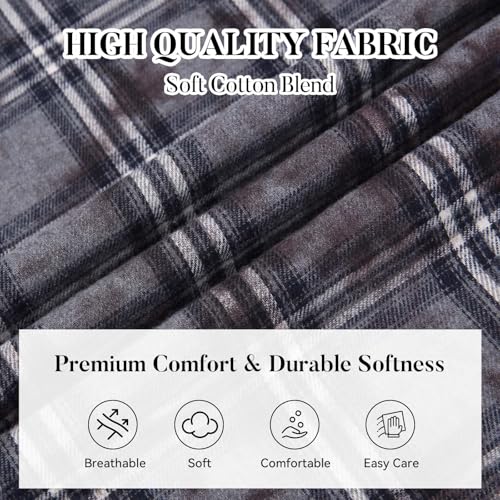 Image of WARHORSEE Flannel Shirt for Men Long Sleeve Button Down Plaid Shirts | Soft Cotton Blend for Multi-season Wear, Lightweight yet Warm, Dual buttoned storage pockets, Machine Washable Easy Care