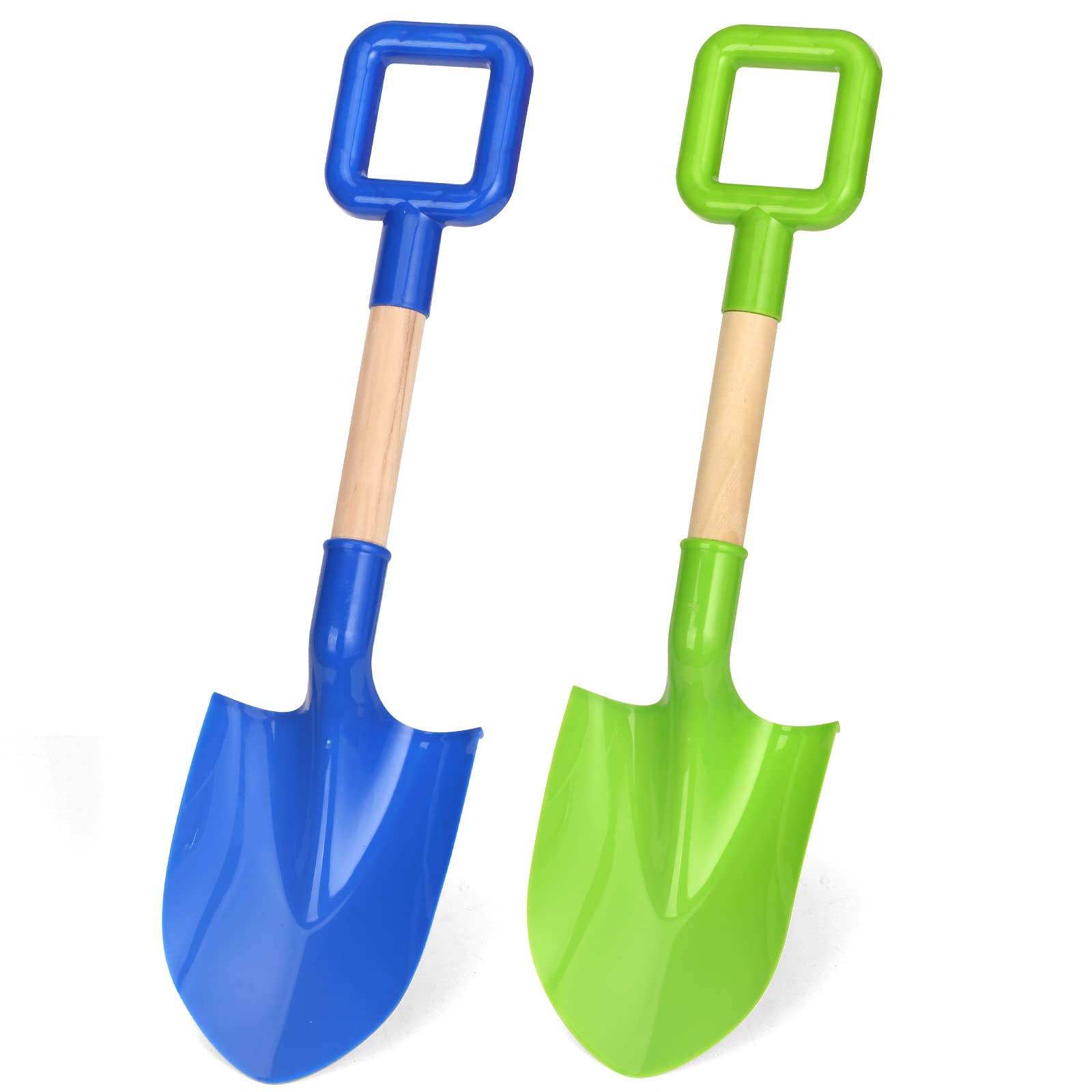 Mango de madera resistente de plástico ABS, palas de arena para niños y adultos, para la playa, para niños, adultos, jardín, arena, verano, playa, patio trasero, 2 – azul y verde