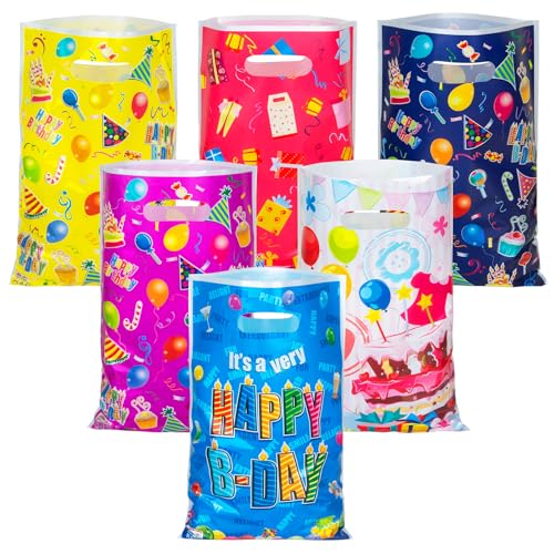 GOMANCHE 60pcs Sachet Bonbons Anniversaire, Sachet Anniversaire Enfant, Sac Cadeau D'anniversaire Avec Poignée pour Les Enfants