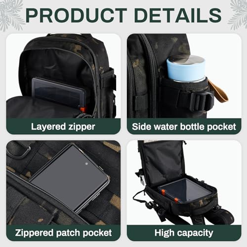 Locmeo Fishing Tackle Backpack with Rod Holders and 4 Tackle Boxes Large Storage Fishing Bags for Men Water Resistant Tackle Bag for Sports Camping Hiking Travel Trout Gear and Equipment (Camouflage) - Thumbnail 3