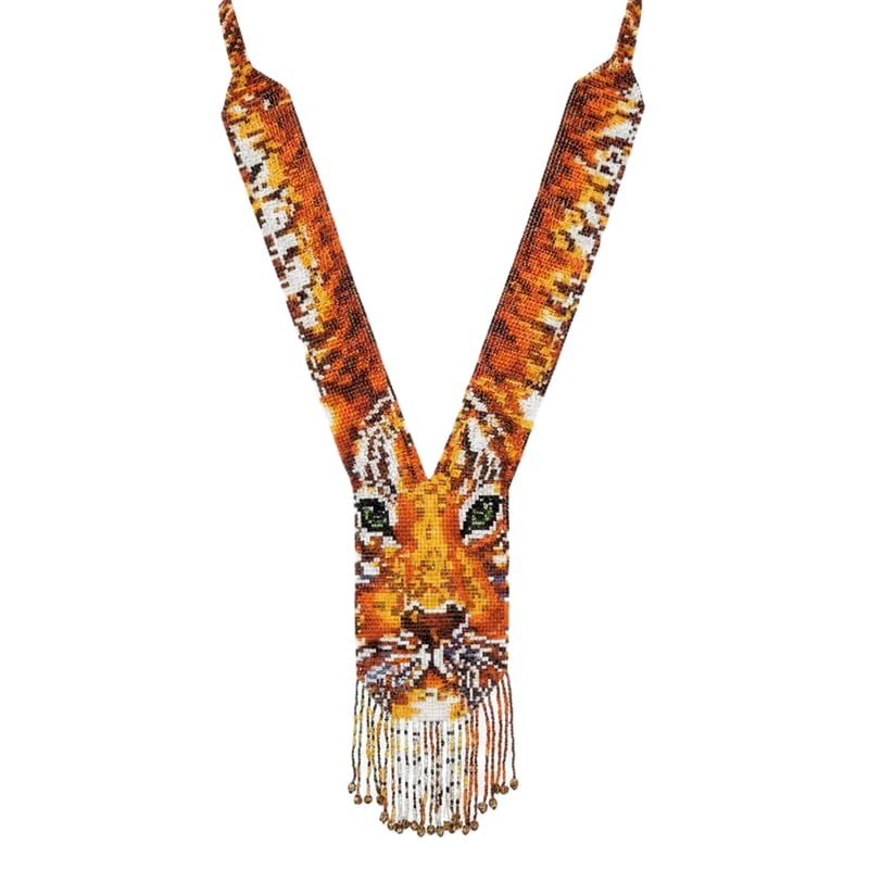 Collier de perles de rocaille ukrainiennes Lion Gerdan fait main LKBEADS