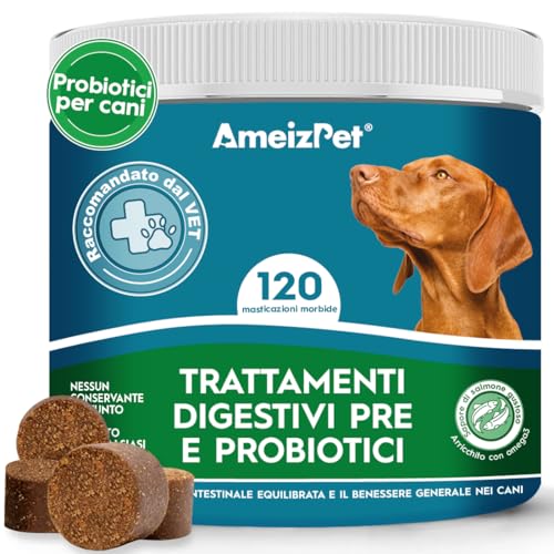 AmeizPet Pre e Probiotici Per Cani Supporto Alla Salute Dell'intestino, Biscotti Naturali Ideale Cane Probiotici - Snack Digestivi Con Probiotico Per La Salute Dell'intestino Del Cane, 120 Dolcetti