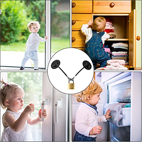 Hotop 4 Pieces Refrigerator Door Lock With Key Padlock Freezer Door Lock Child Safety Cabinet Chest Lock Mini Fridge Lock For Adults And Kids With Adhesive (Black) #TOP3