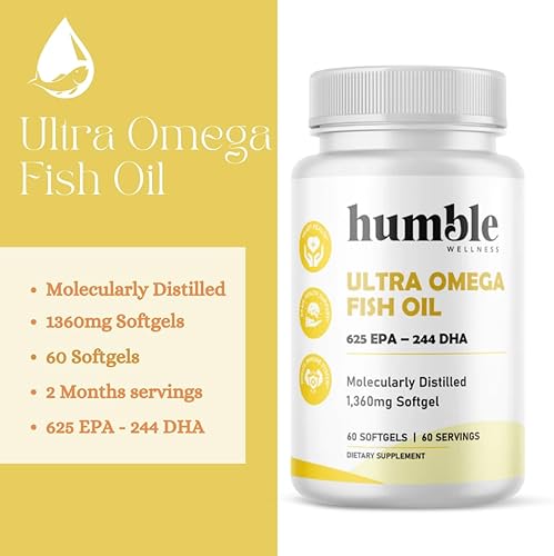 Miniatura 4 de Humble Ultra Omega - Suplemento de aceite de pescado de alta resistencia  Doble concentración DHA y EPA