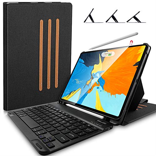 Yocktec Teclado Funda para iPad Pro 11 2018 [QWERTY], Funda Desmontables Teclado inalámbrico con Ranura lápices+ Auto-Despertar/Dormir +3 Ángulos de Soporte Seguros para Apple iPad Pro 11 2018