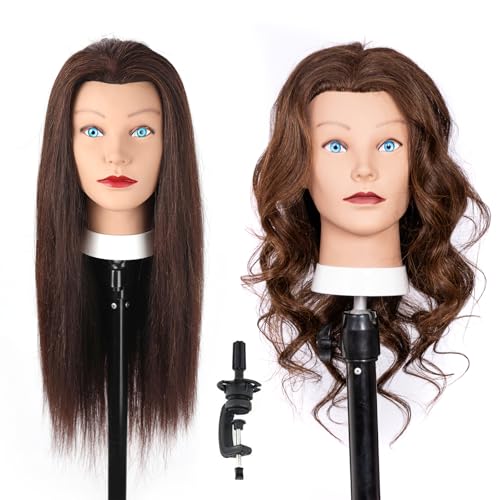Stancia Mannequin Head with 100% Human Hair 22-24 Mannequin Head Styling Heads Manikin Head for Cosmetology Barber & Hairdresser
