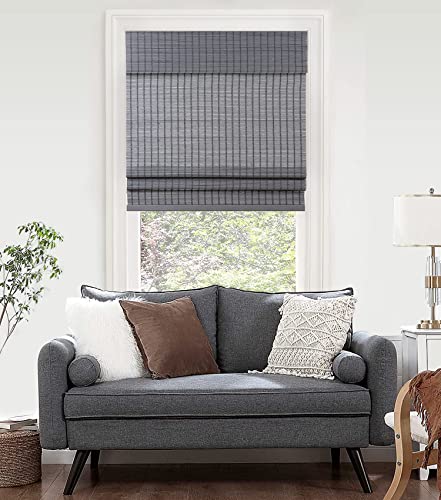 Lazblinds Cordless Bamboo Roman Shades, Light Filtering Window Treatment, Roll Up Bamboo Blinds For Window 35'' W X 60'' H #TOP4