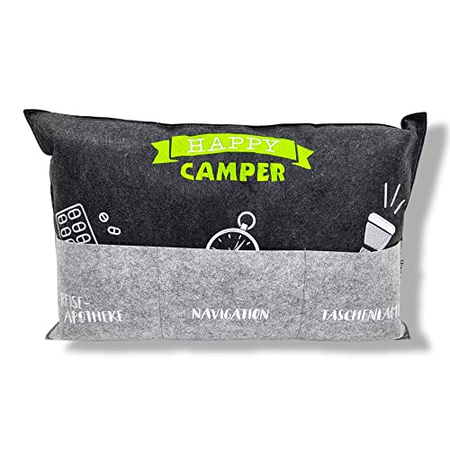 Coussin de camping avec poches oreiller de bivouac et rangement excursion