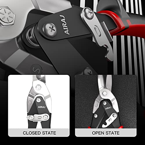 Airaj Pro 10 In Aviation Tin Snips Straight Cut,Industrial Cr-Mo Metal Snips With Double Lever, Heavy Duty Tin Snips For Cutting Sheet Metal, Chrome Vanadium Steel #TOP1