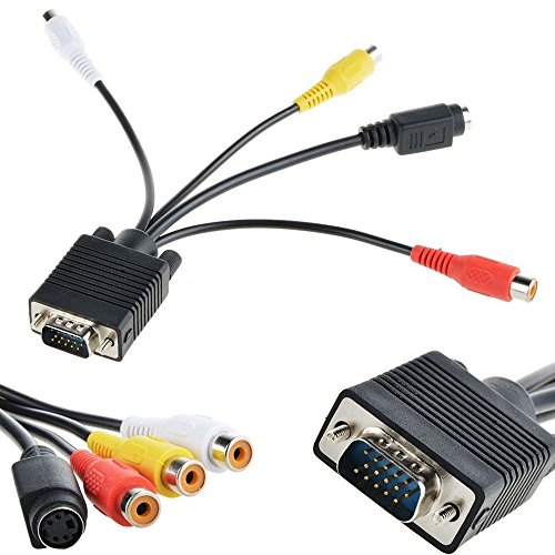 Kasstino Hot VGA Svga to S-video 3 RCA Av Tv Out Cable Adapter Converter Computer Monitor