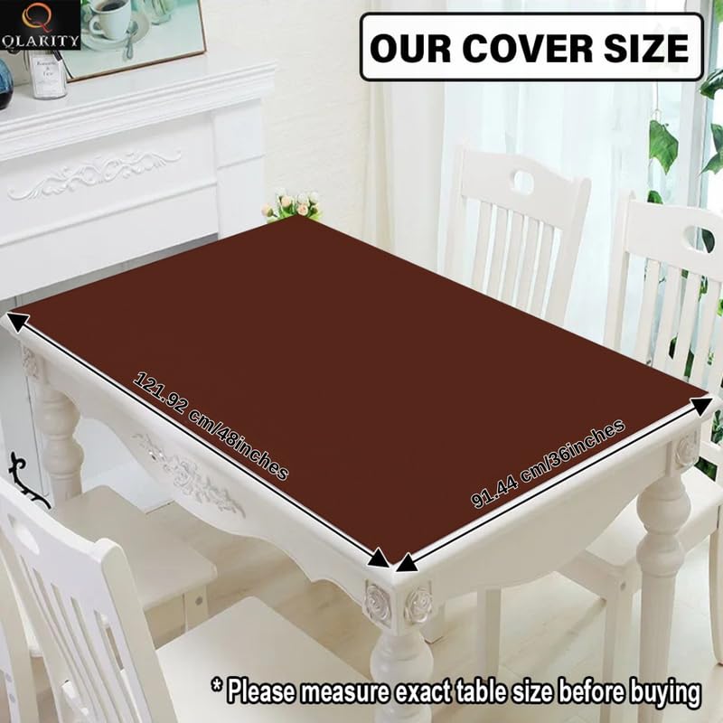 Image of Qlarity Covers 2mm Thick Dining Table Cover 6 Seater, 8 Seater 36X48 Inch (91X122 cm) | Reversible PU Leather Water Resistant Table Cover | Customised Sizes (Brown)