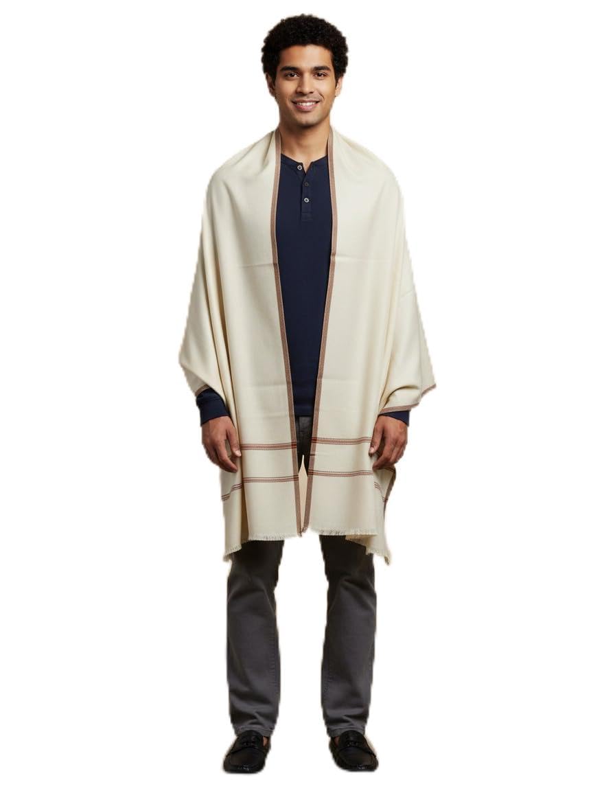 v vrinde Vrinde White Wool Solid Men's Shawl KA-SWL-03-picture-22
