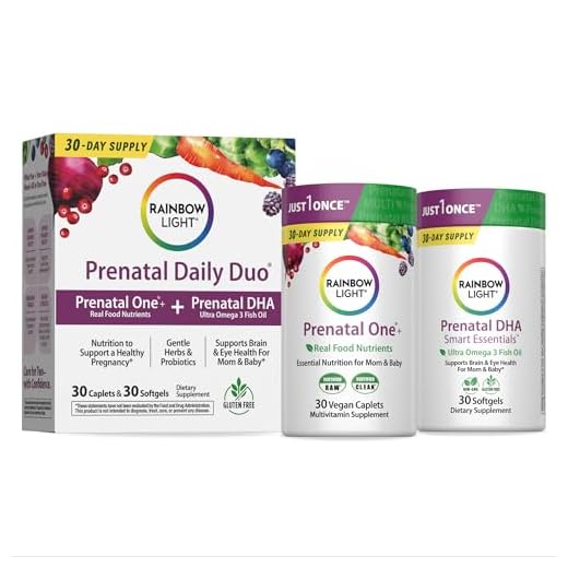 Rainbow Light Prenatal Vitamin, Vitamin C, D & Zinc, Daily Duo: Prenatal One Multivitamin for Women & Prenatal DHA with Folate, Omega-3 Fatty Acids, Gluten Free, 30 Tablets & 30 Softgels