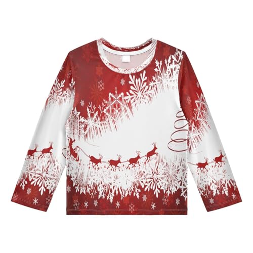 Boys Rash Guard Swim Shirt Long Sleeve UPF+ 50 Sun Shirts Quick Dry Shirt Christmas for Toddler Kids