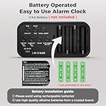 Battery Operated Digital Clock: Cordless Small Alarm Clock for Bedroom Travel - Large Numbers 4 Dimmers for All Ages Green Digits - Image 4