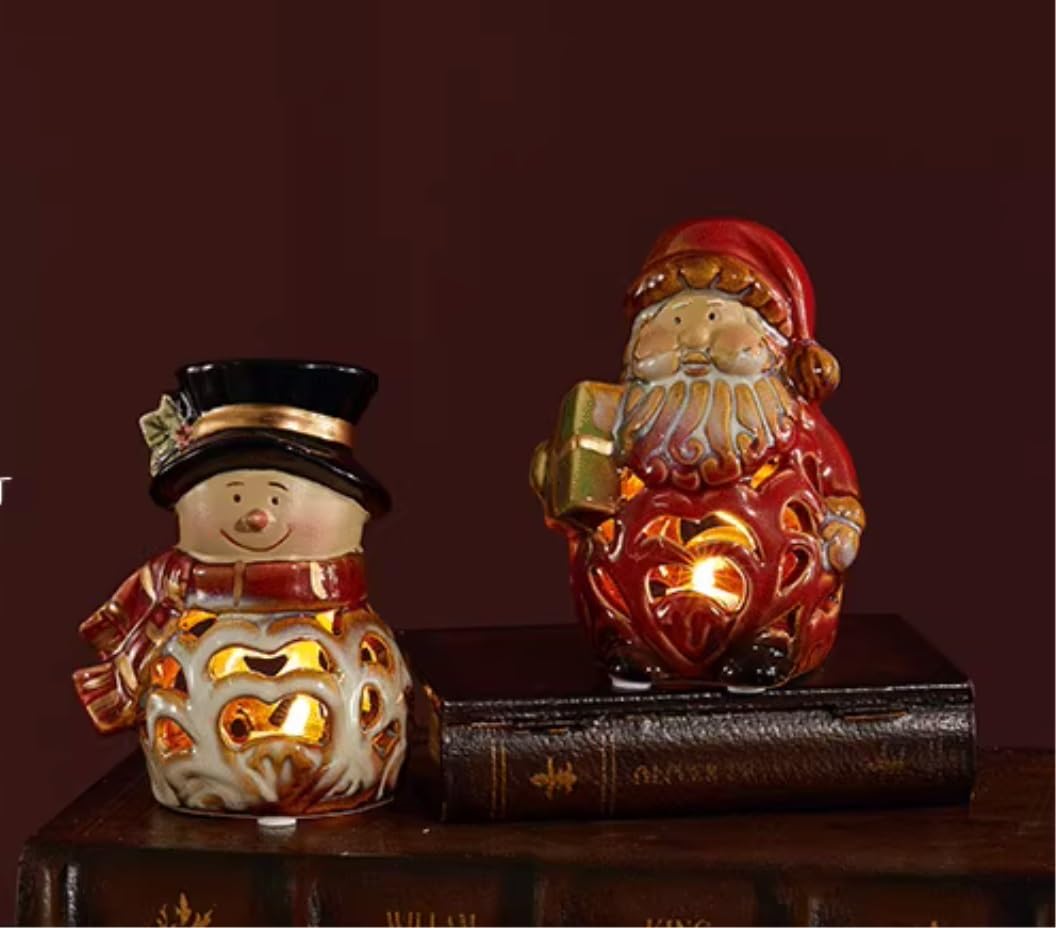 Latarnia Swiąteczna Latarnia W Kształcie Kuli Śnieżnej Świeci Bałwanek Ozdoba Świąteczna Stojąca Figurka Bałwana Tealight LED Dekoracyjne Latarnie Ze Swiecami (Color : B, Size : 12 * 8cm)