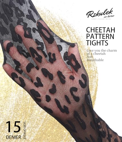 Image of Rzkulek Women's Sexy Animal Prints Sheer Tights Black Pattern Pantyhose Dating Silk Stockings Leopard Print (One Size, Leopard Print)