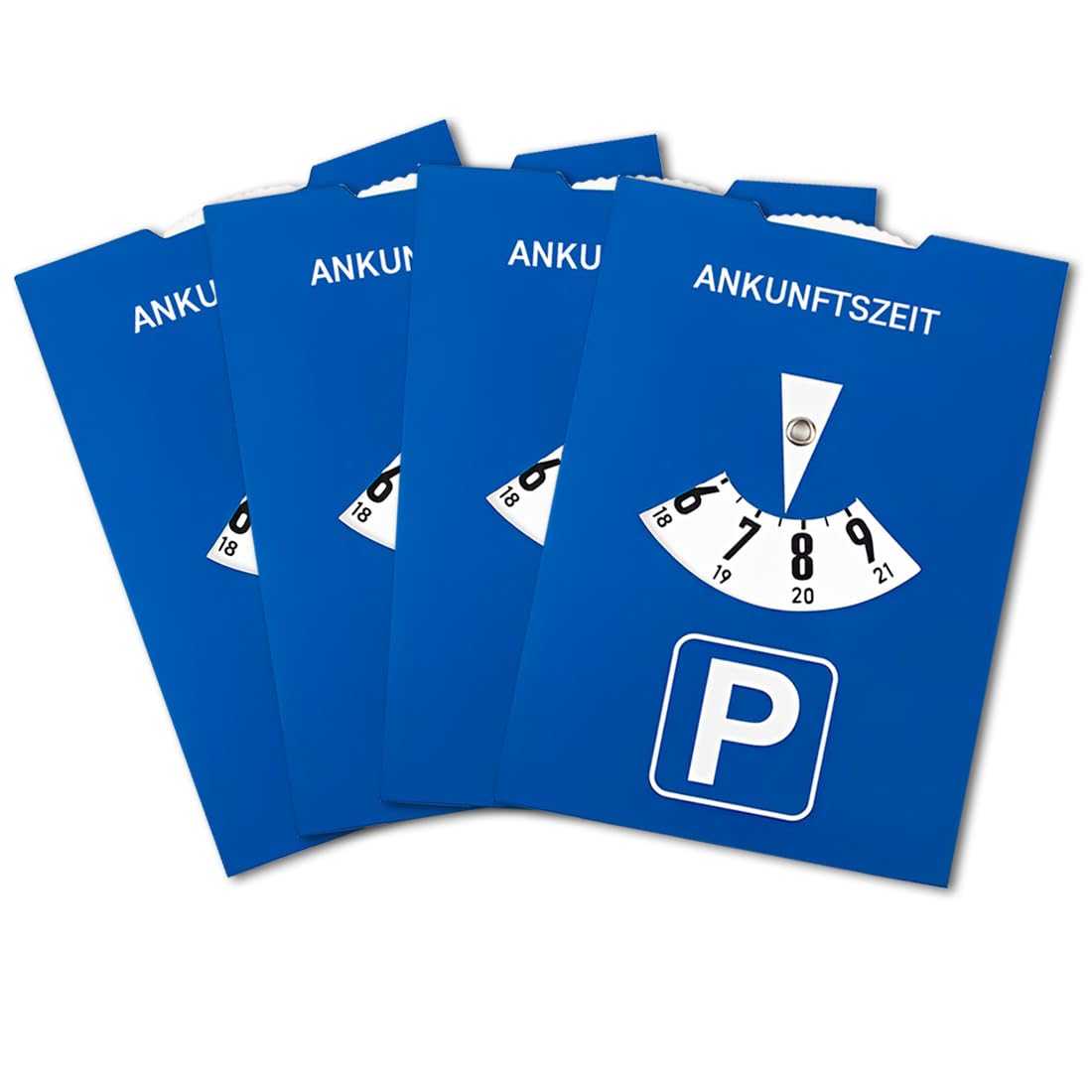 4 Piezas Disco Aparcamiento,en Azul,Papel,Ajustable por las Dos Caras,Parquímetro, horarios de papel para aparcamiento disco de tiempo tipo,Temporizador con hora de llegada,Larga Duración para Coche
