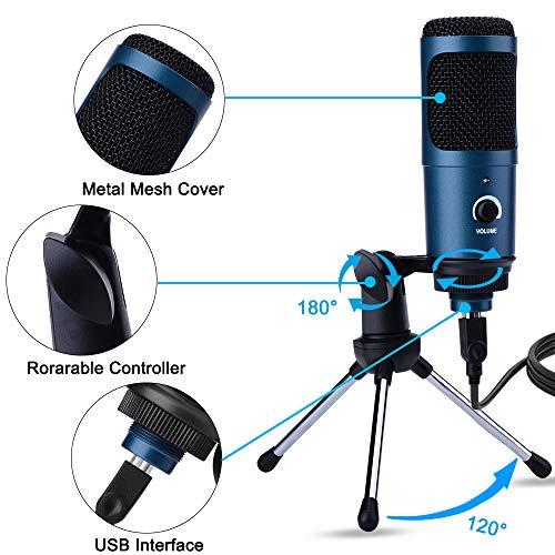 Guijiyi USB Mikrofon, PC Laptop Mikrofon, Kondensator Mikrofone, Hochempfindliches Latenzfreies Metallkondensator… – Bild 5