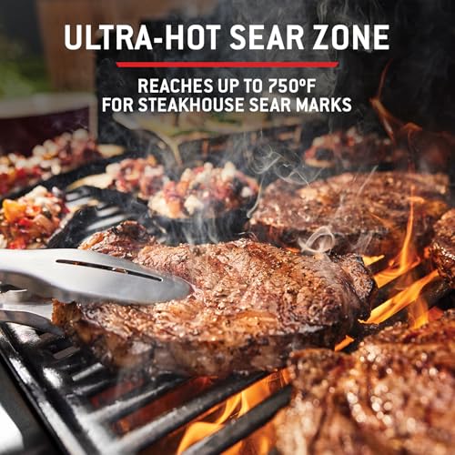 Image of Weber Genesis EX‑325W Smart Gas Grill (Liquid Propane) for Outdoor Cooking, 3 Burner - Black, Wi‑Fi Enabled Grill with Porcelain-Enameled Cast-Iron, Sear Zone & PureBlu Burners