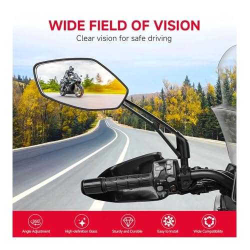 Espejos manillar retrovisor de gran angular para Piaggio MP3 Scooter 6