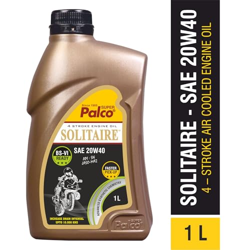Image of PALCO Solitaire 20W40 Engine Oil for Bike 1L | BS6 Compatible Synthetic Technology | 4-Stroke Bike Engine Oil | Up to 10,000 km Drain Interval
