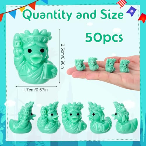Image of 50 Pcs Statue of Liberty Ducks Toy Figures, Mini Resin Ducks Bulk, Tiny Duck Figurine Dress up Game Toy for Party Favors (Statue of Liberty)