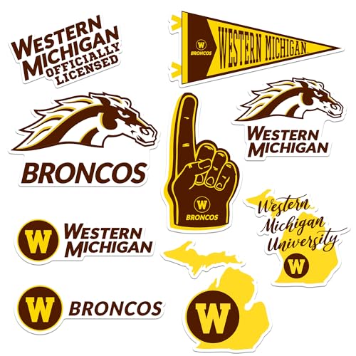 Image of Western Michigan University 9ct Vinyl Large Deluxe Stickers Variety Pack - Laptop, Water Bottle, Scrapbooking, Tablet, Skateboard, Indoor /Outdoor - Set of 9